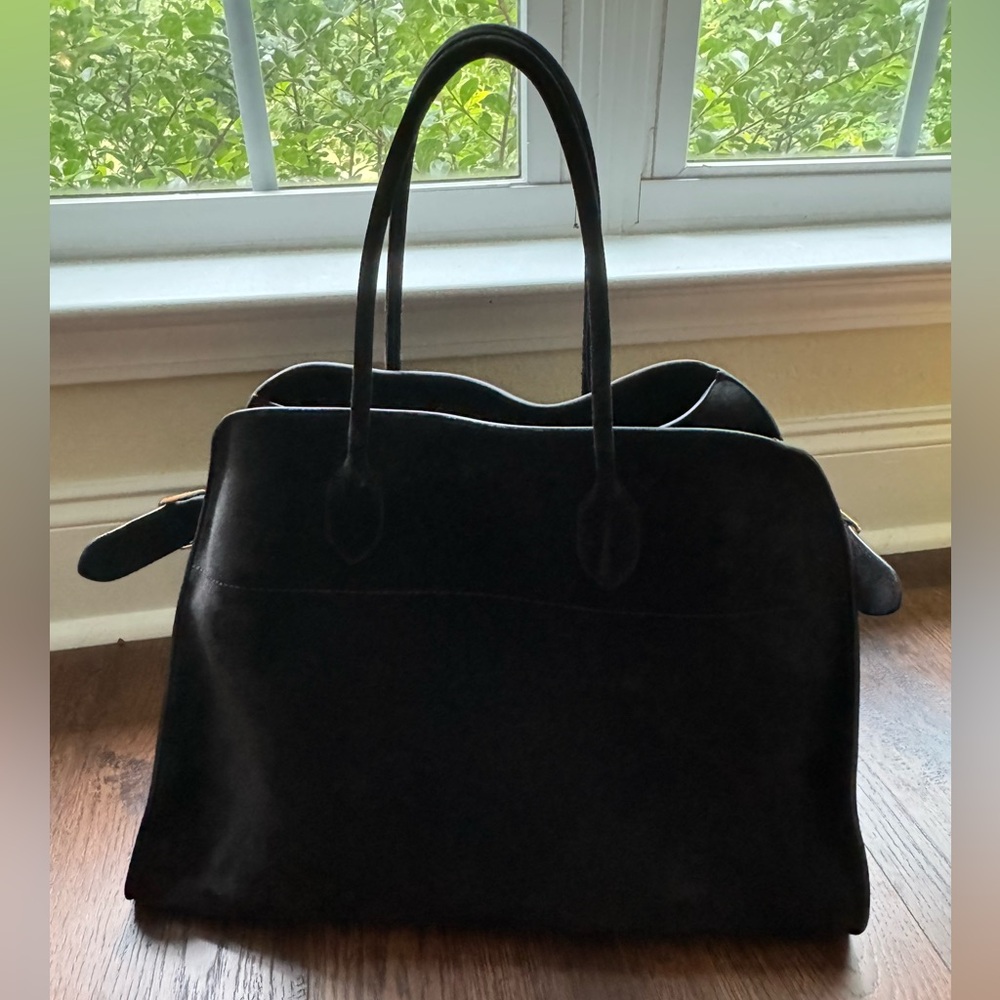 The Row Soft Margaux 17 Bag in Black Suede - Picture 4 of 9